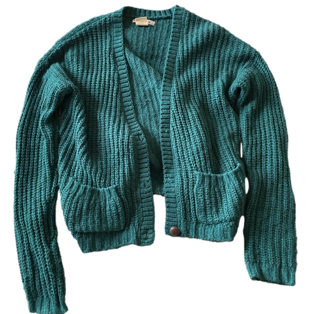 Billabong teal knitted cropped cardigan, size m - Picture 1 of 3